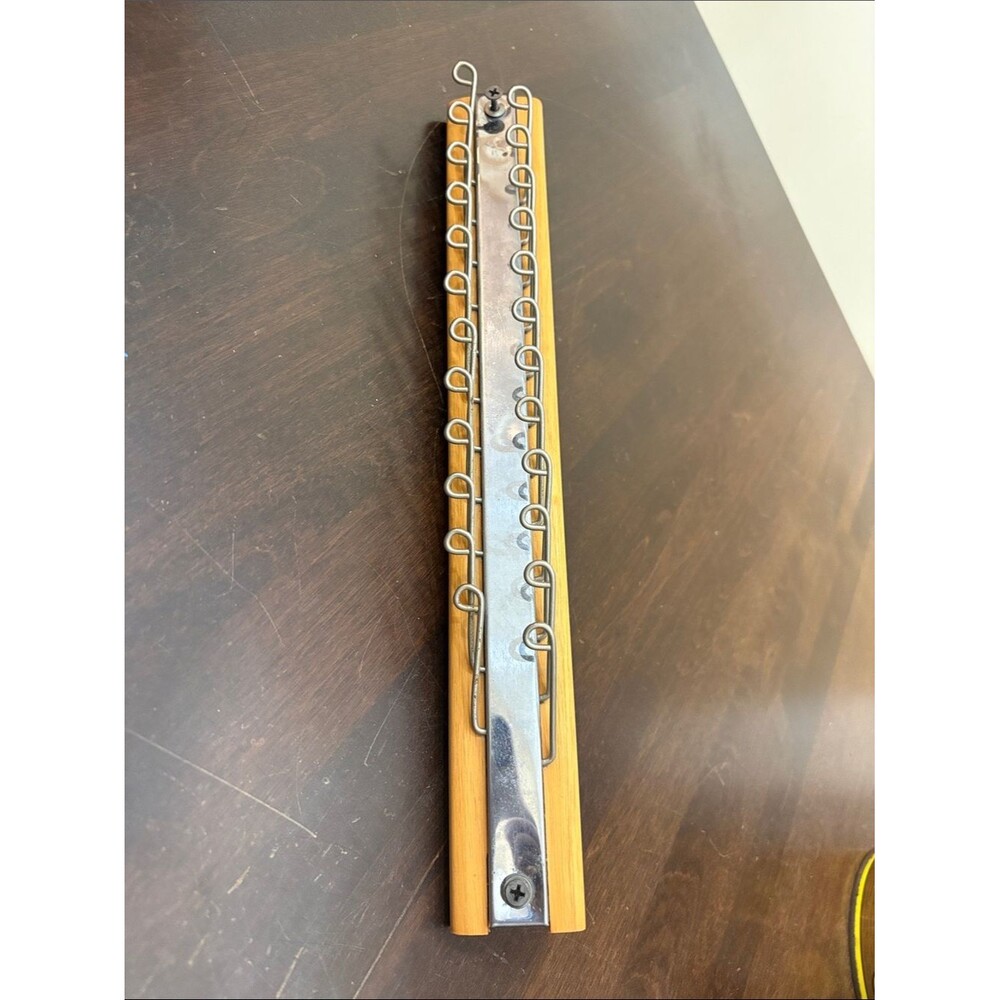 MCM Wood and Chrome  Multi-Hook Tie Rack